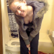 A young-looking, attractive girl records herself taking a shit on a toilet at home. She is constipated, but some poop sounds can be heard. She lifts herself off the seat to show us one small nugget coming out and to wipe her ass. Over 4 minutes.